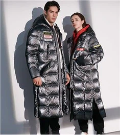 Ilgas pūkinis puffer striukė